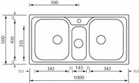 Lavello MATICO 100X50 3 vasche ACCIAIO INOX 011646.X1.01.2018