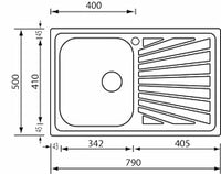 Lavello COMETA 79X50 1 vasca sinistra+ gocciolatoio ACCIAIO INOX 011441.S1.01.2016