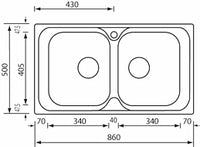 Lavello ATLANTIC 86X50 2 vasche ACCIAIO INOX