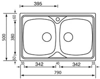 Lavello SIROS 79X50 2 vasche ACCIAIO INOX finitura Satinato 010442.X1.01.2016