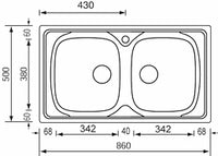 Lavello SIROS 86X50 2 vasche ACCIAIO INOX finitura Satinato 010444.X1.01.2016