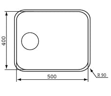 Lavello CINZIA SOTTOTOP 50X40 R90  1 vasca ACCIAIO INOX 011957.X0.01.2016