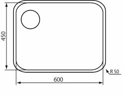 Lavello CINZIA SOTTOTOP 60X45 DX R50  1 vasca destra ACCIAIO INOX 011959.D0.01.2016