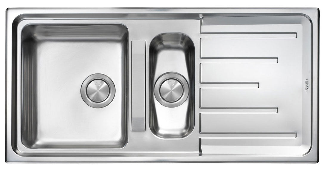 Lavello BRANDO F3" 2 vasche versione reversibile + gocciolatoio ACCIAIO INOX incasso SOPRATOP 100,0 X 50,0 prof. 21- 14 015105.X2.01.2033