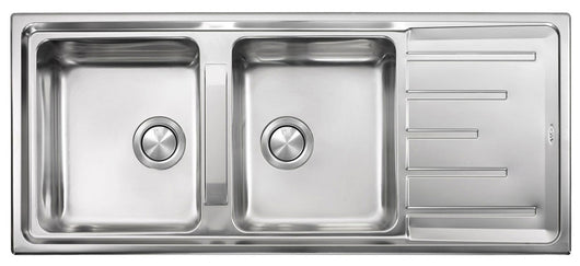 Lavello BRANDO 116X50 2 vasche + gocciolatoio ACCIAIO INOX 015107.X2.01.2033