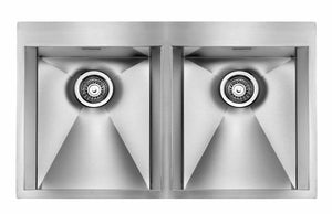 Lavello FOCUS MIX 3"  2 vasche ACCIAIO INOX INCASSO SLIM 87,5X50 prof. 19  015225.X3.01.2033