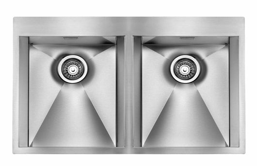 Lavello FOCUS MIX 3"  2 vasche ACCIAIO INOX INCASSO SLIM 87,5X50 prof. 19  015225.X3.01.2033