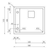 Lavello CALYPSO F3" 1 vasca destra ACCIAIO INOX incasso SLIM 58X51 prof. 19 015601.D2.01.2063