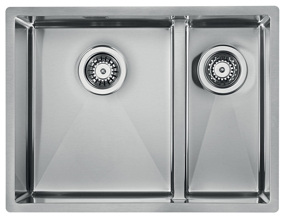 Lavello ZEFFIRO F3" 2 vasche sinistre ACCIAIO INOX, incasso SLIM - SOTTOTOP - FILOTOP 58,5X44  prof. 19 012081.S0.01.2022