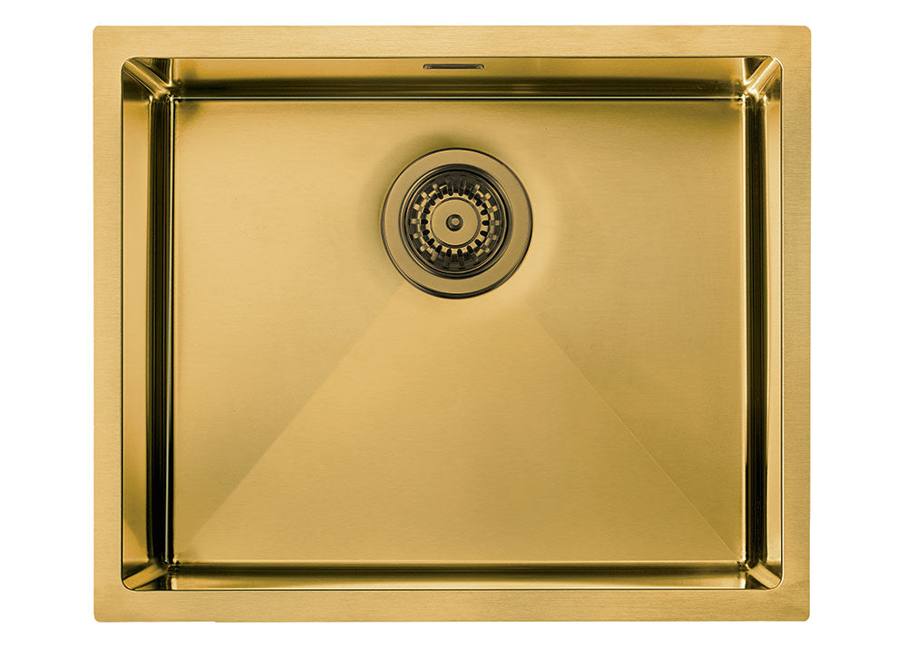 Lavello IRIDE F3" 1 vasca ACCIAIO INOX Finitura: GOLD, incasso: slim, sottotop e filotop,  57X45 prof. 19 012258.L79.X0.01.2022