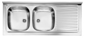 Lavello MONDIAL appoggio 120X50 2 vasche sinistre+ gocciolatoio ACCIAIO INOX 031037.S1.01.2009