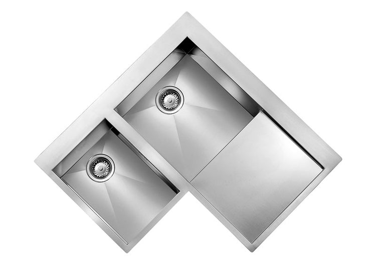 Lavello FILOQUADRA MIX ad angolo  2 vasche destre+ gocciolatoio ACCIAIO INOX 012968.D2.01.2033