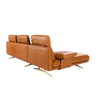 Divano chaise longue sinistro in pelle marrone terracotta