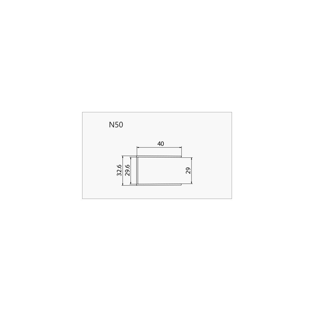 Profilo muro n50 nero 40x29x2000mm