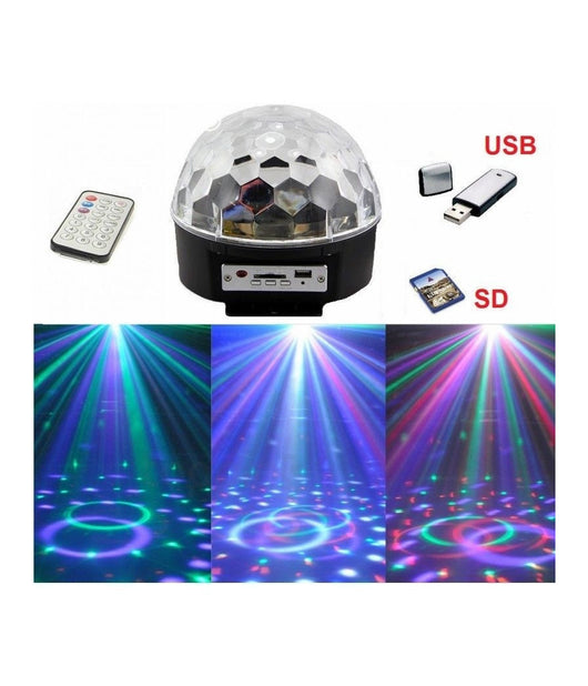 Proiettore A Sfera Led Luci Effetti Discoteca Dj Rgb Multicolore Usb Sd Card Off         