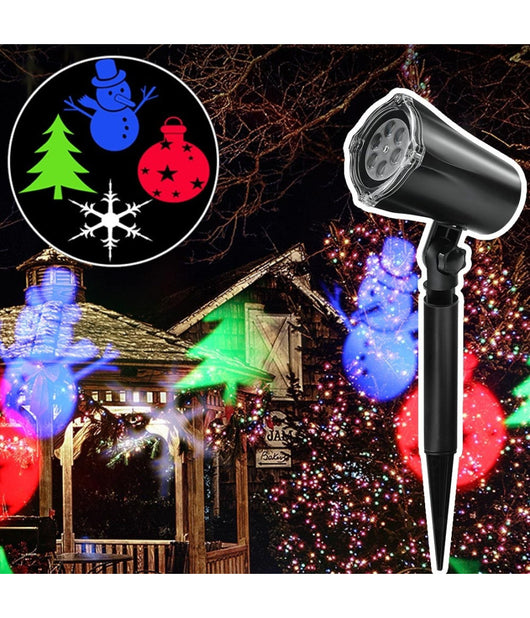 Proiettore Laser Natale Per Esterno Giardino Neve Albero Natale Stella Luci Led         