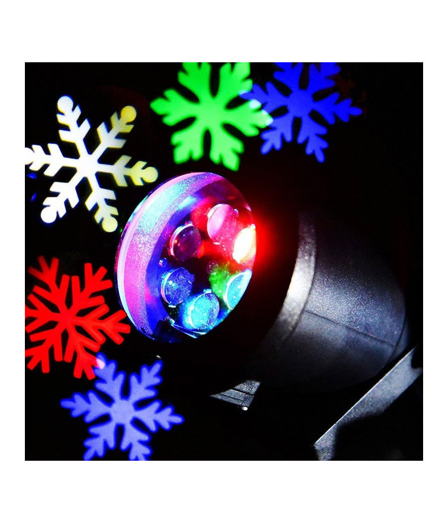 Proiettore Led Effetto Fiocchi Di Neve Colorati Rgb Addobbi Natale Per Interno         