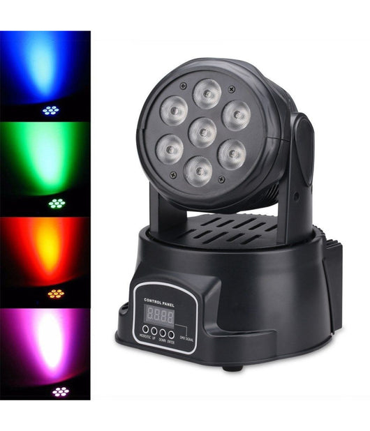 Proiettore Led Rgb Testa Mobile Rotante Effetti Disco Discoteca 7 Led Wash Dmx         