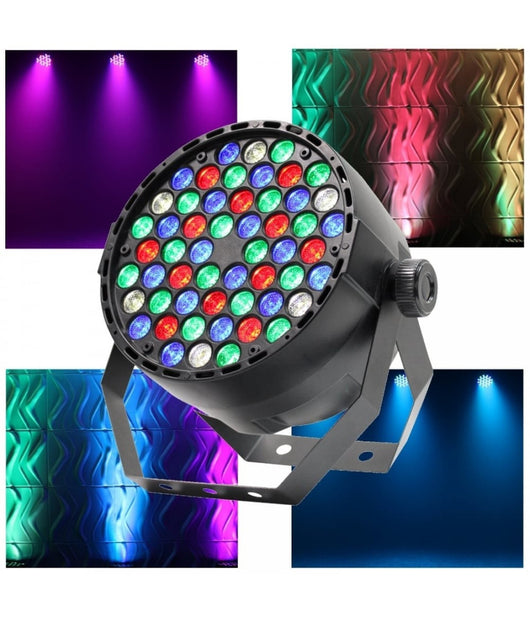 Proiettore Slim Dmx512 Effetto Luce Flat Par Light Rgb+w Alta Luminosita 54 Led         