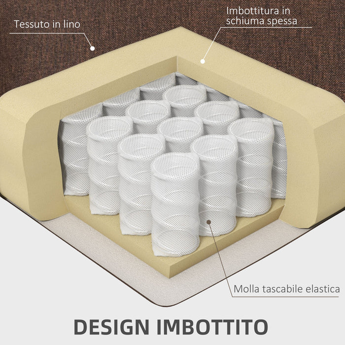 Poltrona Alzapersona Elettrica Reclinabile con Poggiapiedi 1 Motore 87x92x105 cm in Tessuto Effetto Lino Caffè