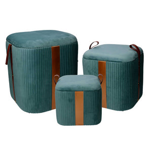 Puff contenitore velluto 1-3 verde salvia cm39x39h43