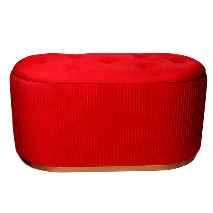 Puff contenitore velluto rosso cm82x42h41