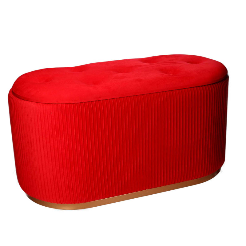 Puff contenitore velluto rosso cm82x42h41