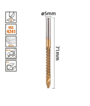 Punta Trapano Elicoidale à¸5mm X 71mm In Titanio Hss 4241 Per Metallo Legno 57149         