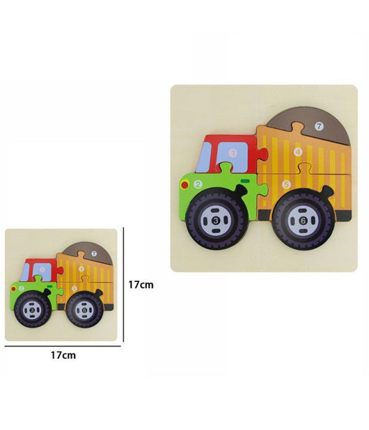 Puzzle 3d Blocchi Legno Forma Di Camion Educativo Colorato Gioco Bambini Animali         