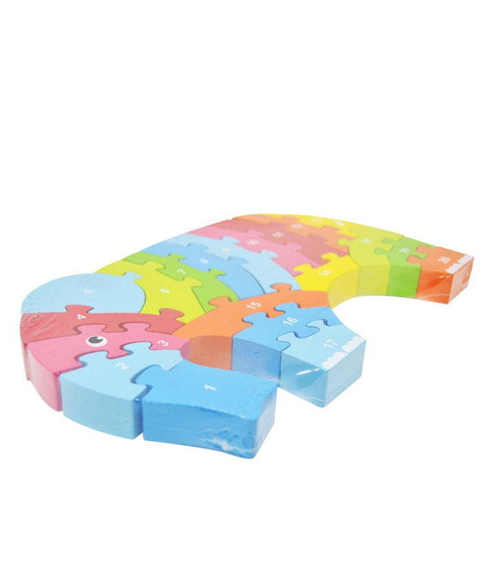 Puzzle In Legno 20pz Elefante Con Numeri Giocattolo Per Bambini Giochi Educativi         