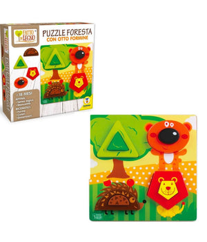 Puzzle In Legno Foresta Animali 8 Formine Gioco Educativo Abilità  Per Bimbi 18+         