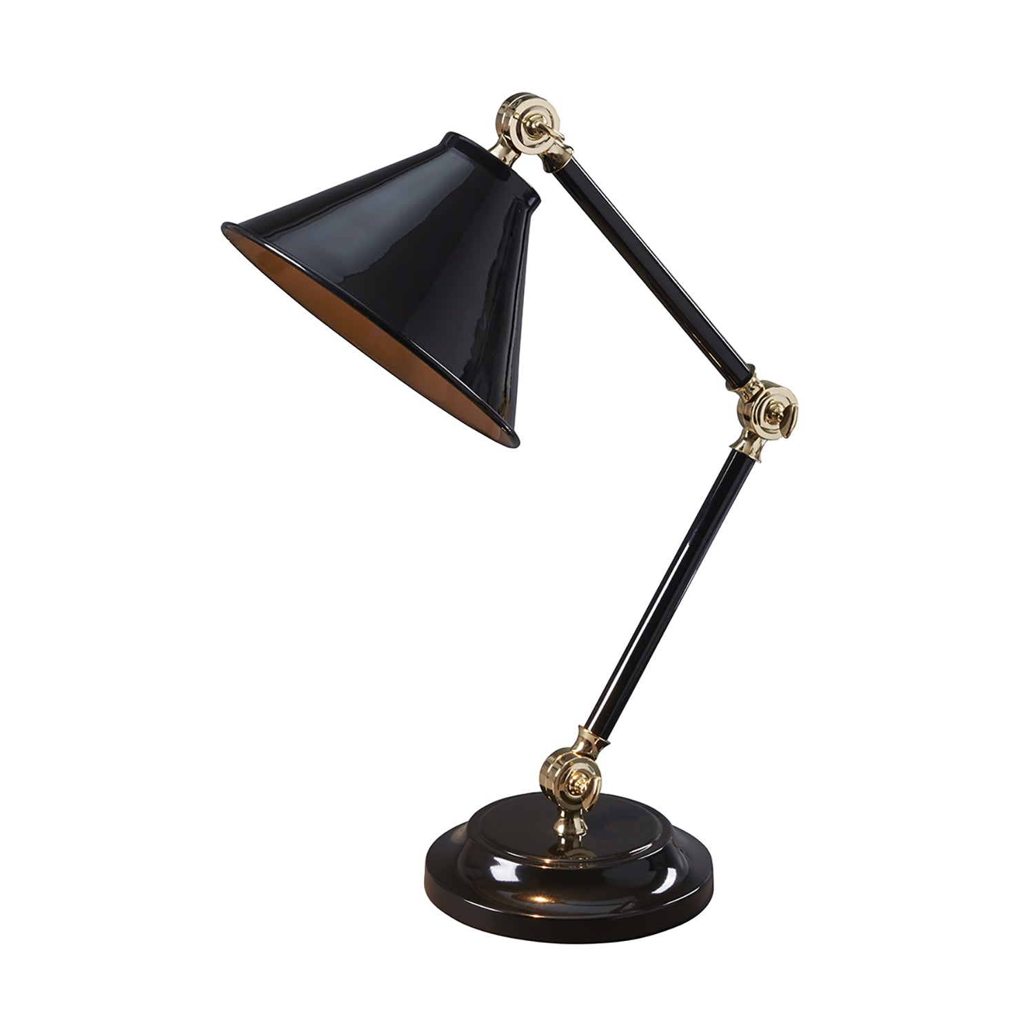 Lampada Da Scrivania Industrial Provence Acciaio Nero Ottone Lucido 1 Luce E27