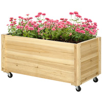 Fioriera da Giardino con Foro di Drenaggio e Rotelle 89x48x47 cm in Legno di Abete Naturale