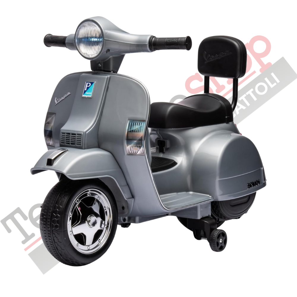 Moto Scooter Elettrico per Bambini Piaggio Mini Vespa PX Small  6V-Grigio