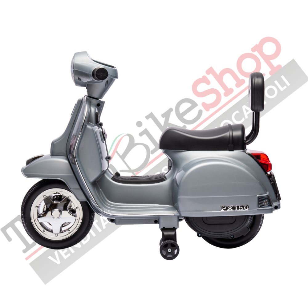 Moto Scooter Elettrico per Bambini Piaggio Mini Vespa PX Small  6V-Grigio