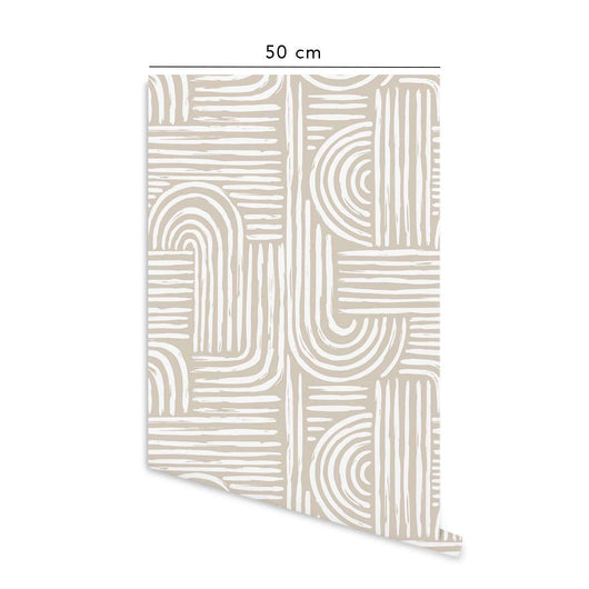 Carta da parati adesiva Maze in vinile ecru- 1 rotolo 50x300 cm-Decochic