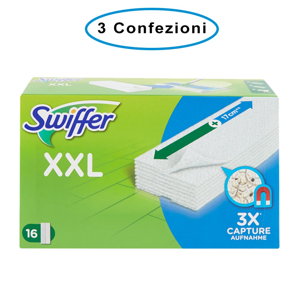 Swiffer panni di ricambio xxl cattura polvere per scopa swiffer 3 confezioni da 16 panni