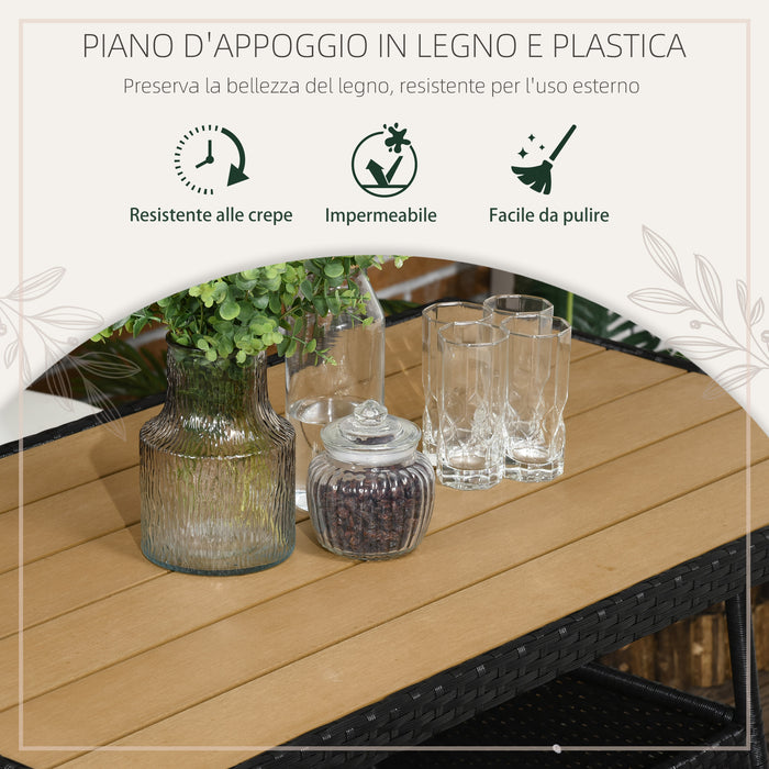 Set Tavolo e 4 Sedie da Giardino in Acciaio e Rattan PE Nero