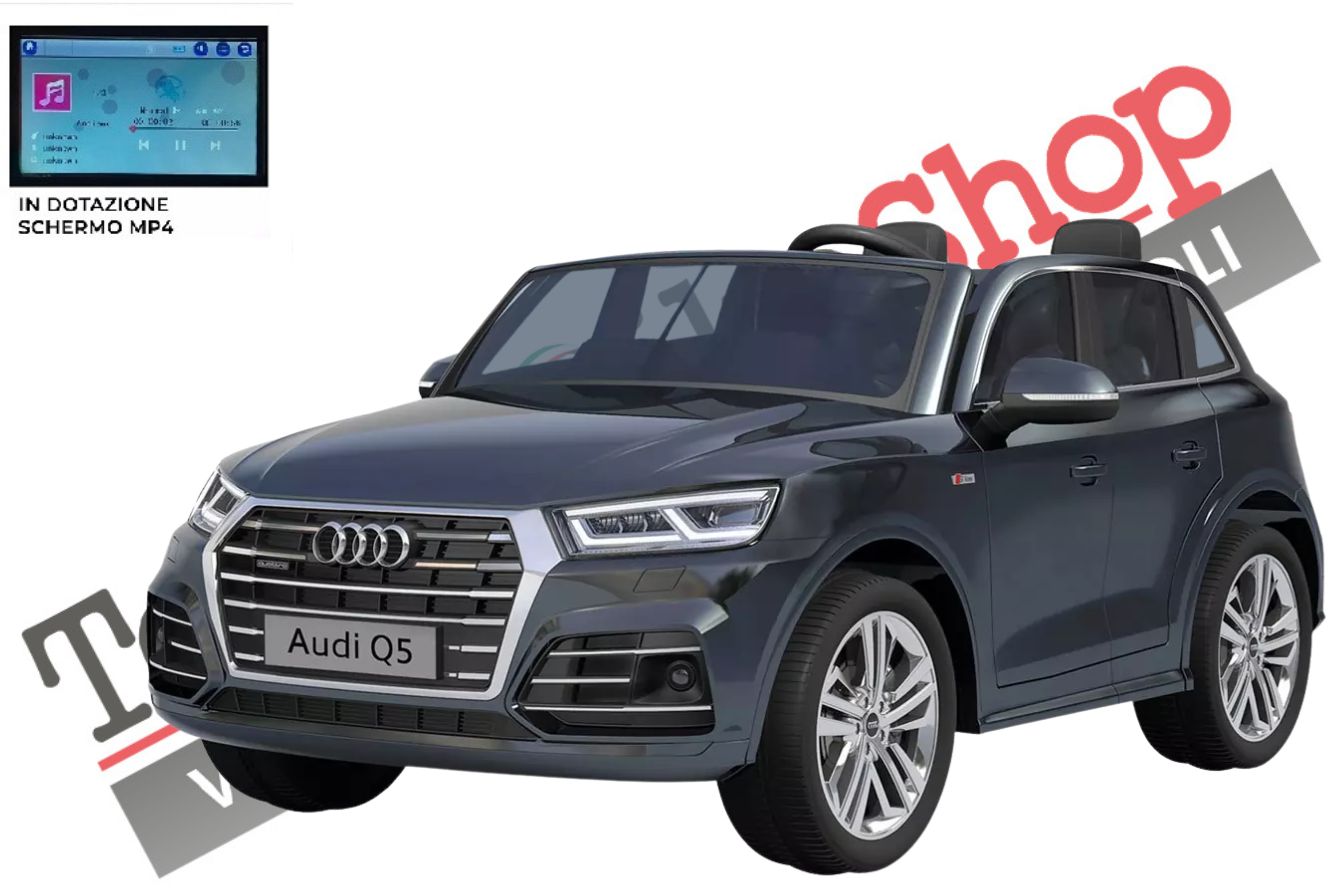 Auto Elettrica per Bambini AUDI Q5 New Model S Line 12V 2 Posti Monitor 4 Pollici colore Nero