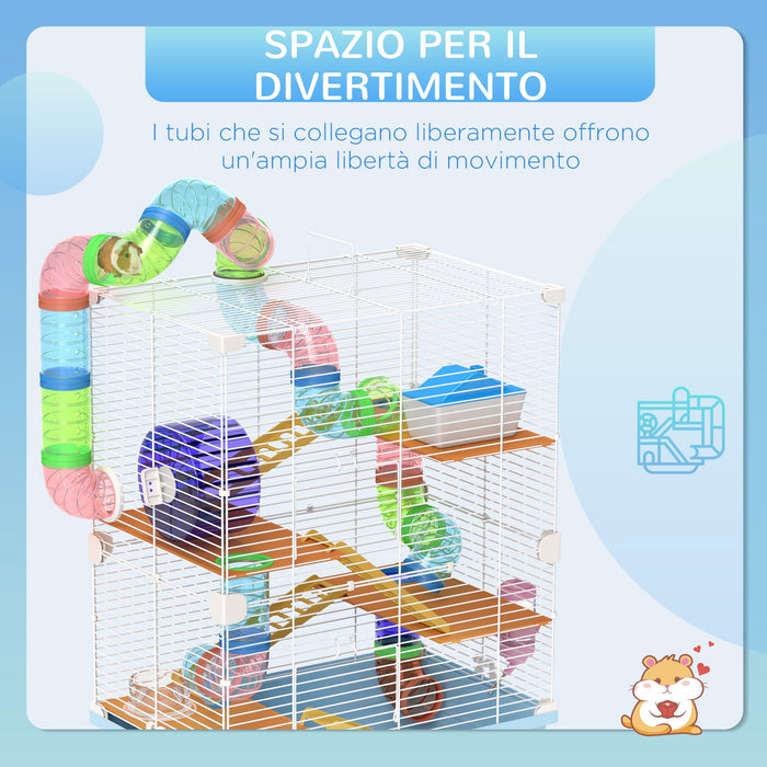 Gabbia per Criceti e Roditori 46x30x58 cm con Accessori Blu