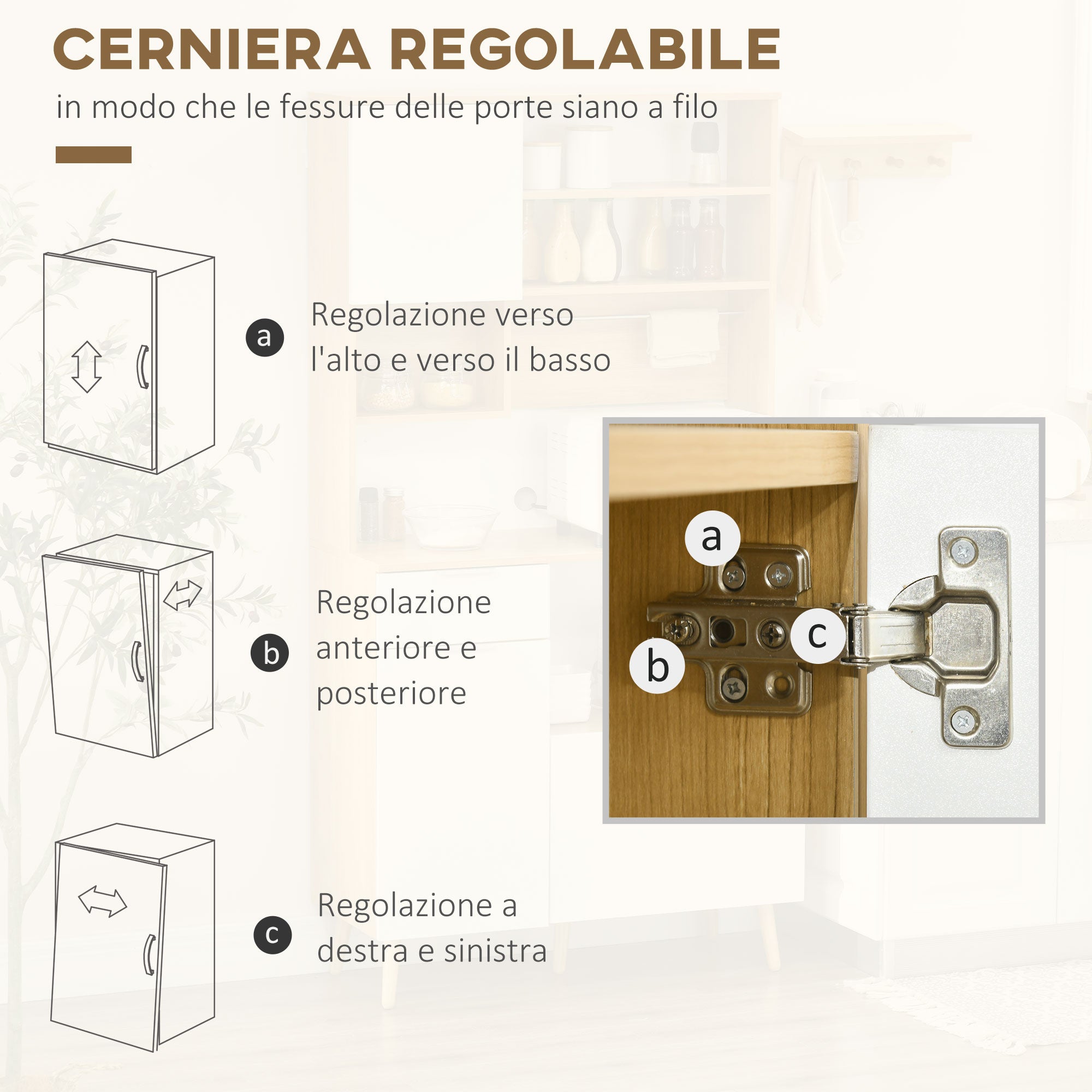 Dispensa da Cucina 93x40x180 cm in Truciolato Bianco e Legno Naturale