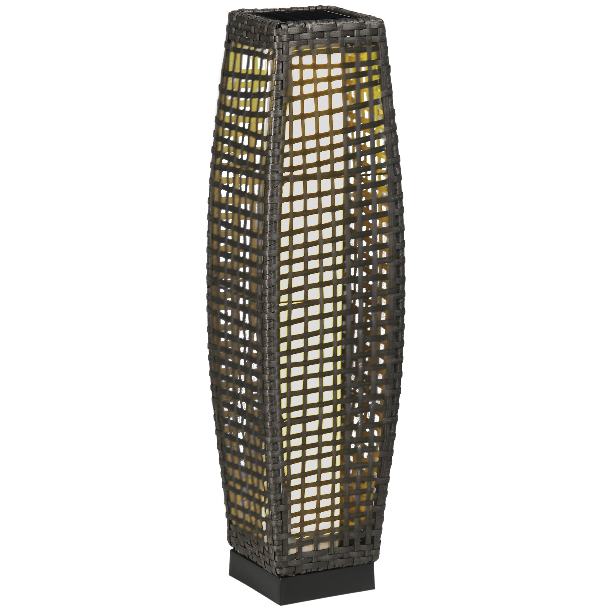 Lampada Solare da Giardino con Pannello di Ricarica 21x21x78 cm in Acciaio e Rattan Nero e Grigio