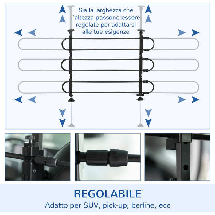 Griglia Divisoria per Auto 89-150x76-124 cm in Acciao Nero