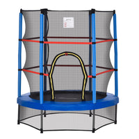 Trampolino Tappeto Elastico per Bambini da 3 Anni con Rete di Protezione e Corde Bungee  Ø140x160 cm  Blu