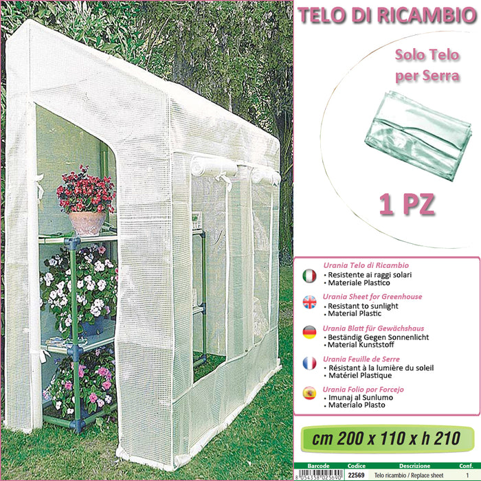 Telo ricambio per serra (200 x 110 x h 210 cm)