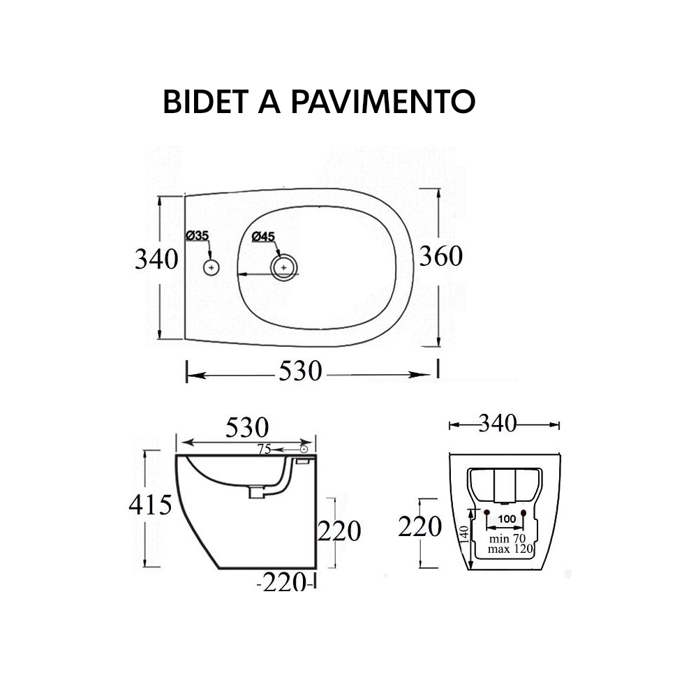 Ogomondo coppia sanitari fun a pavimento vaso bidet sedile frizionato fissaggi