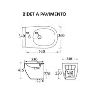 Ogomondo coppia sanitari fun a pavimento vaso bidet sedile frizionato fissaggi