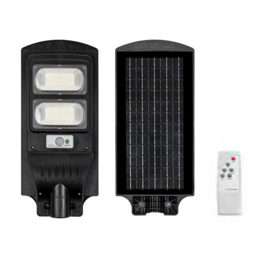 Proiettore led solare con telecomando innesto palo 8 watt luce fredda 6000k ip65