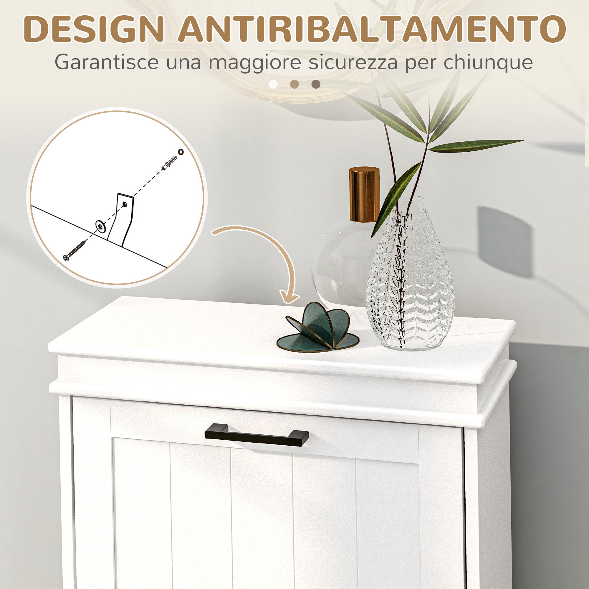 Scarpiera Salvaspazio Design Moderno 2 Cassetti Ribaltabili 54x24x82,5 cm Bianco