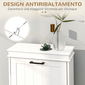 Scarpiera Salvaspazio Design Moderno 2 Cassetti Ribaltabili 54x24x82,5 cm Bianco